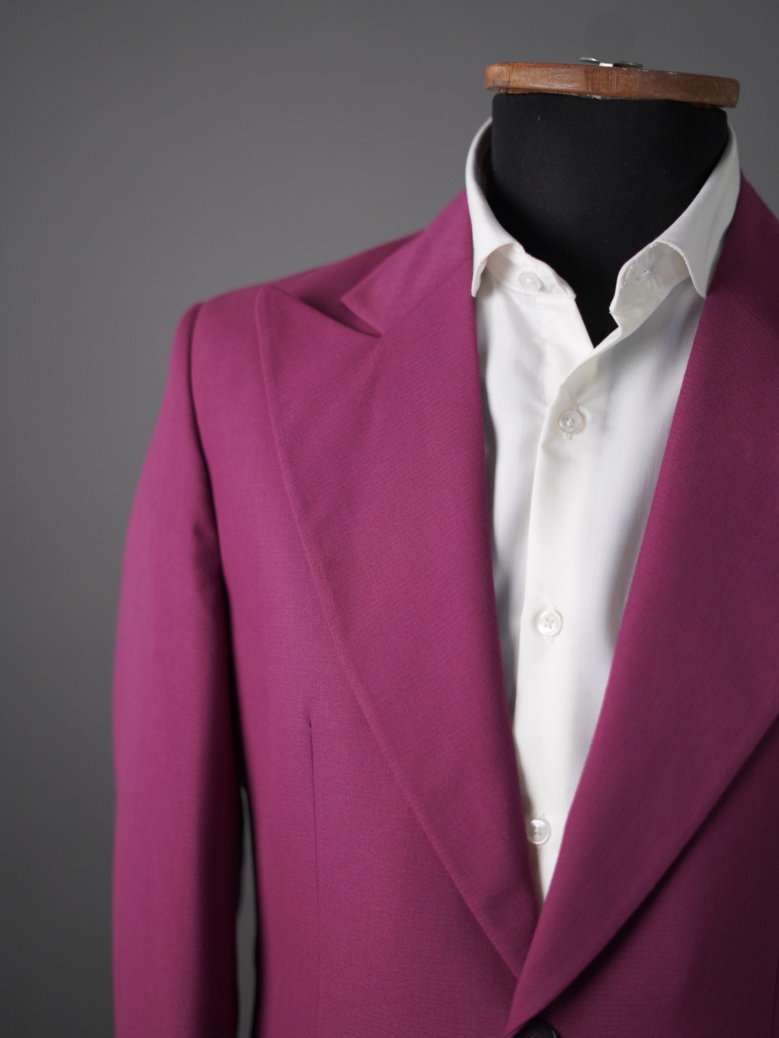 Linen wide peak lapel blazer-Dark purple