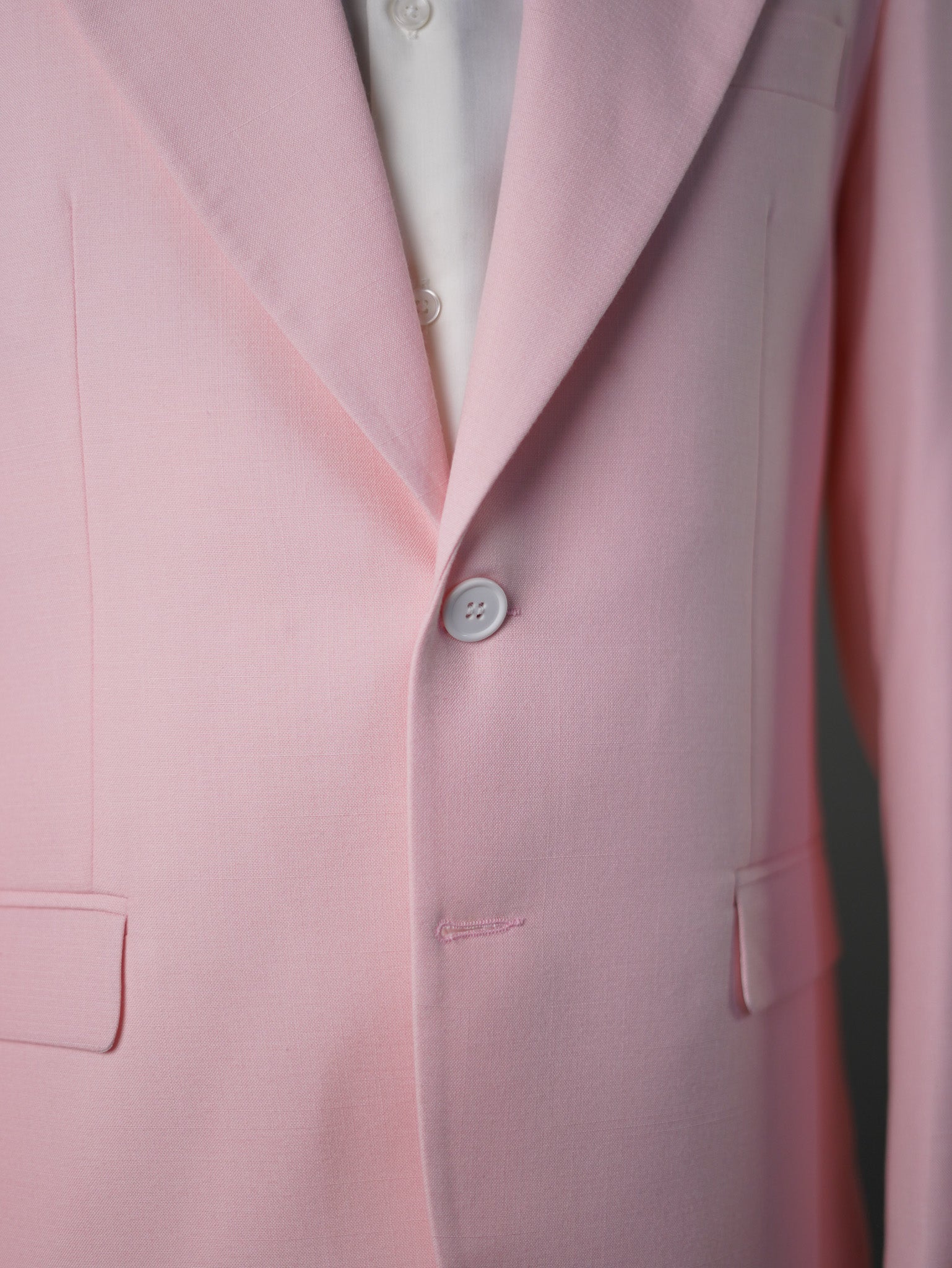 Linen wide peak lapel blazer-Pink