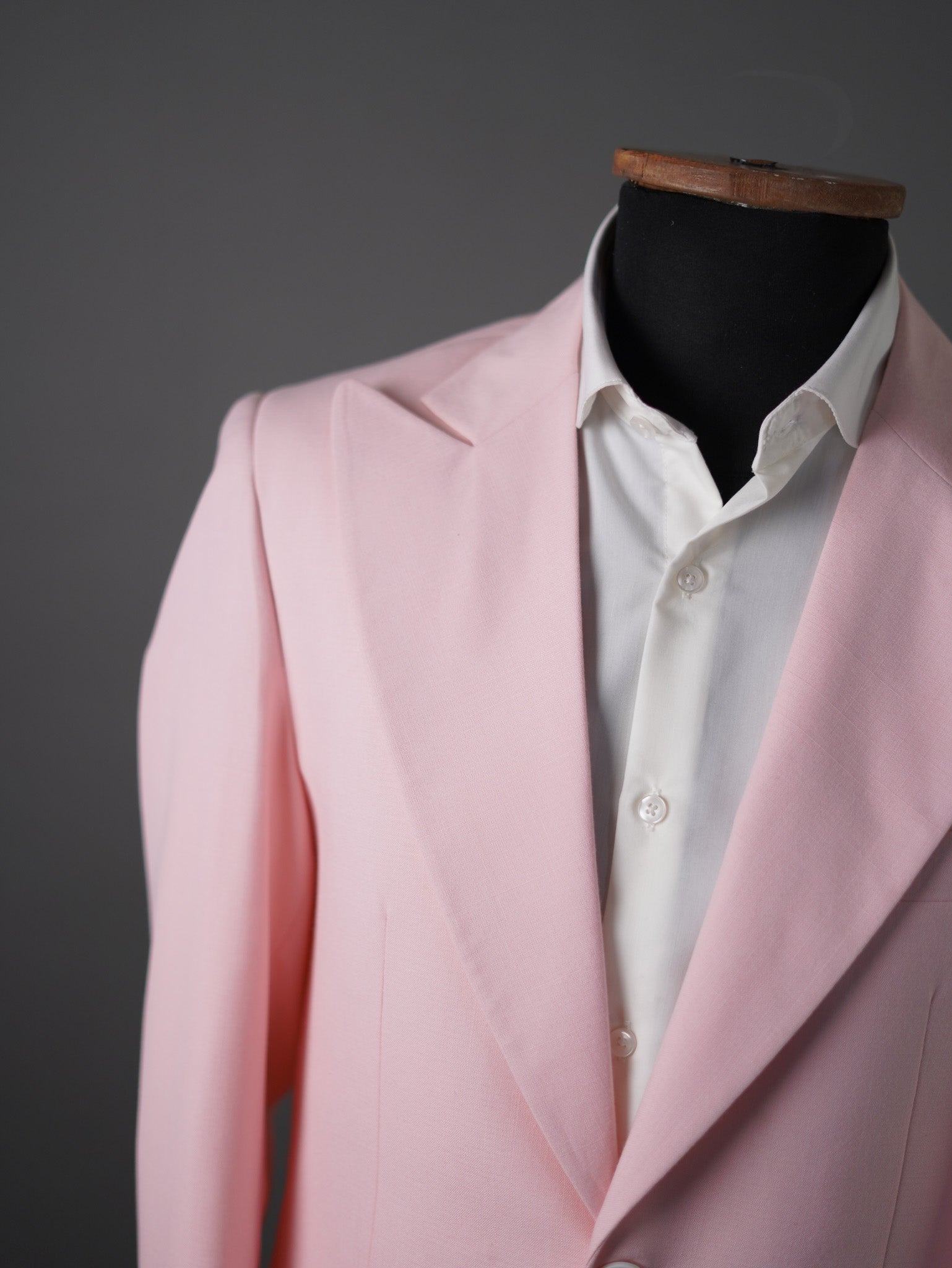 Linen wide peak lapel blazer-Pink