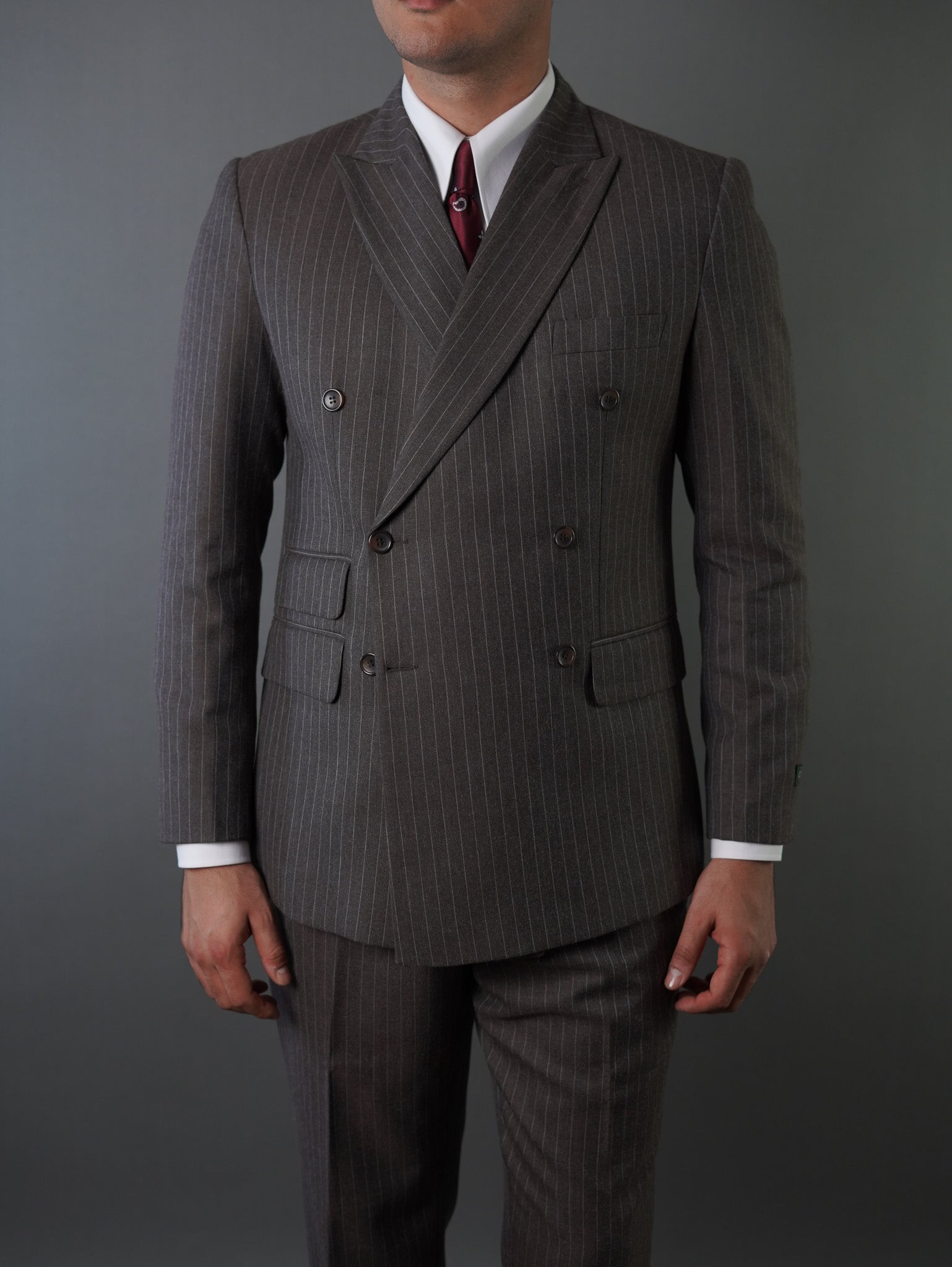 Double breasted suit -  brown striped