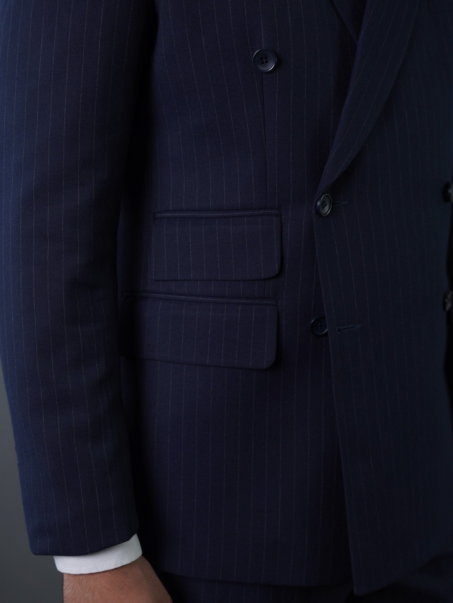 Double breasted suit - navy striped