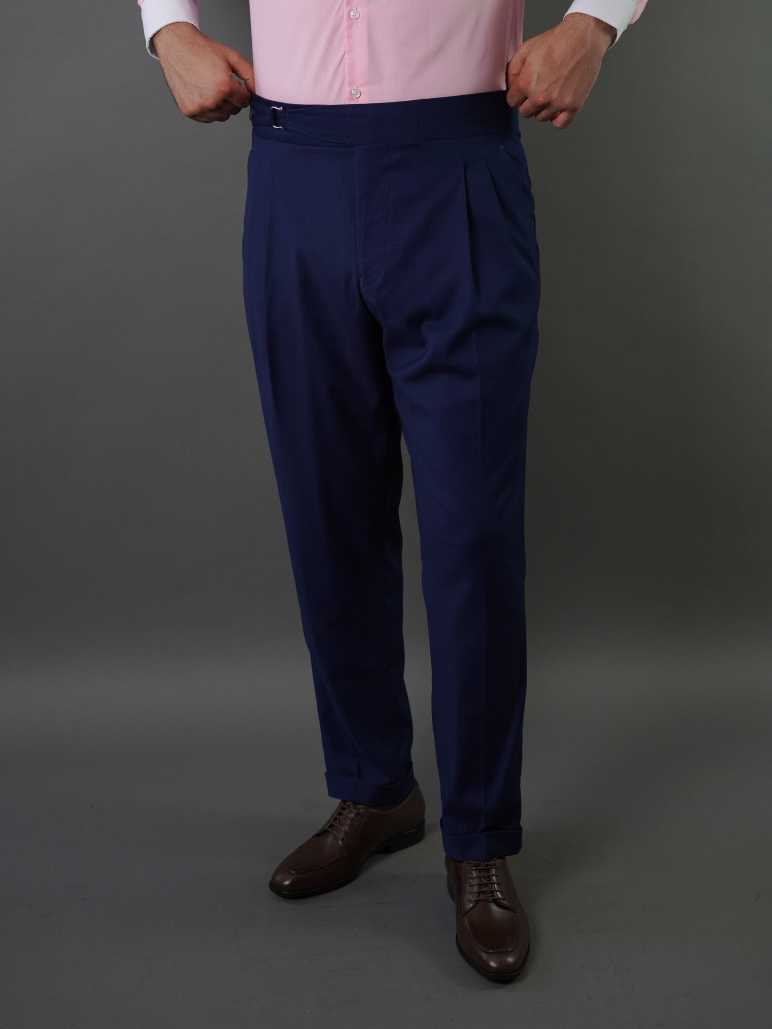 One side high waist gurkhra trousers - blue