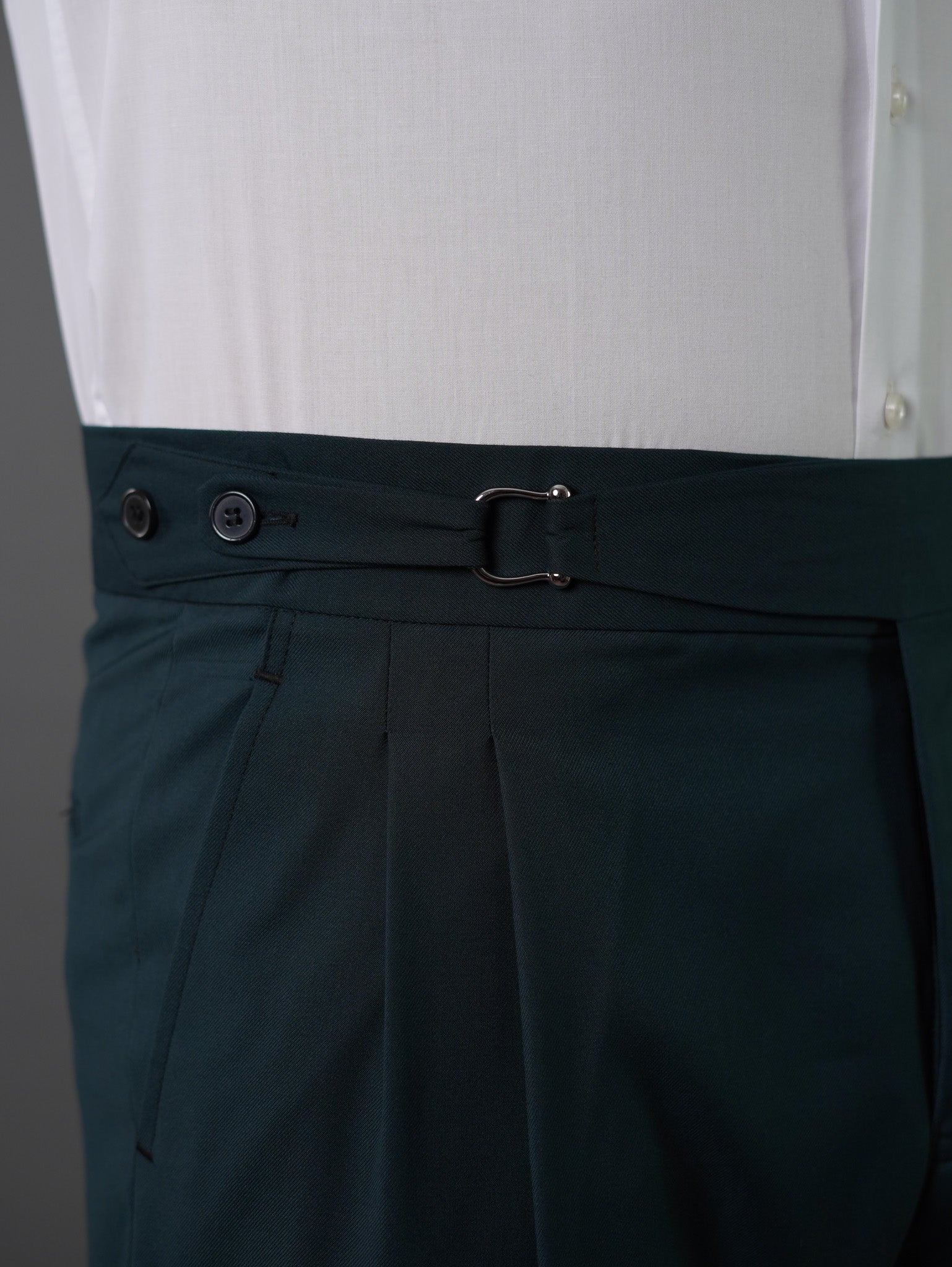 One side high waist gurkhra trousers -olive