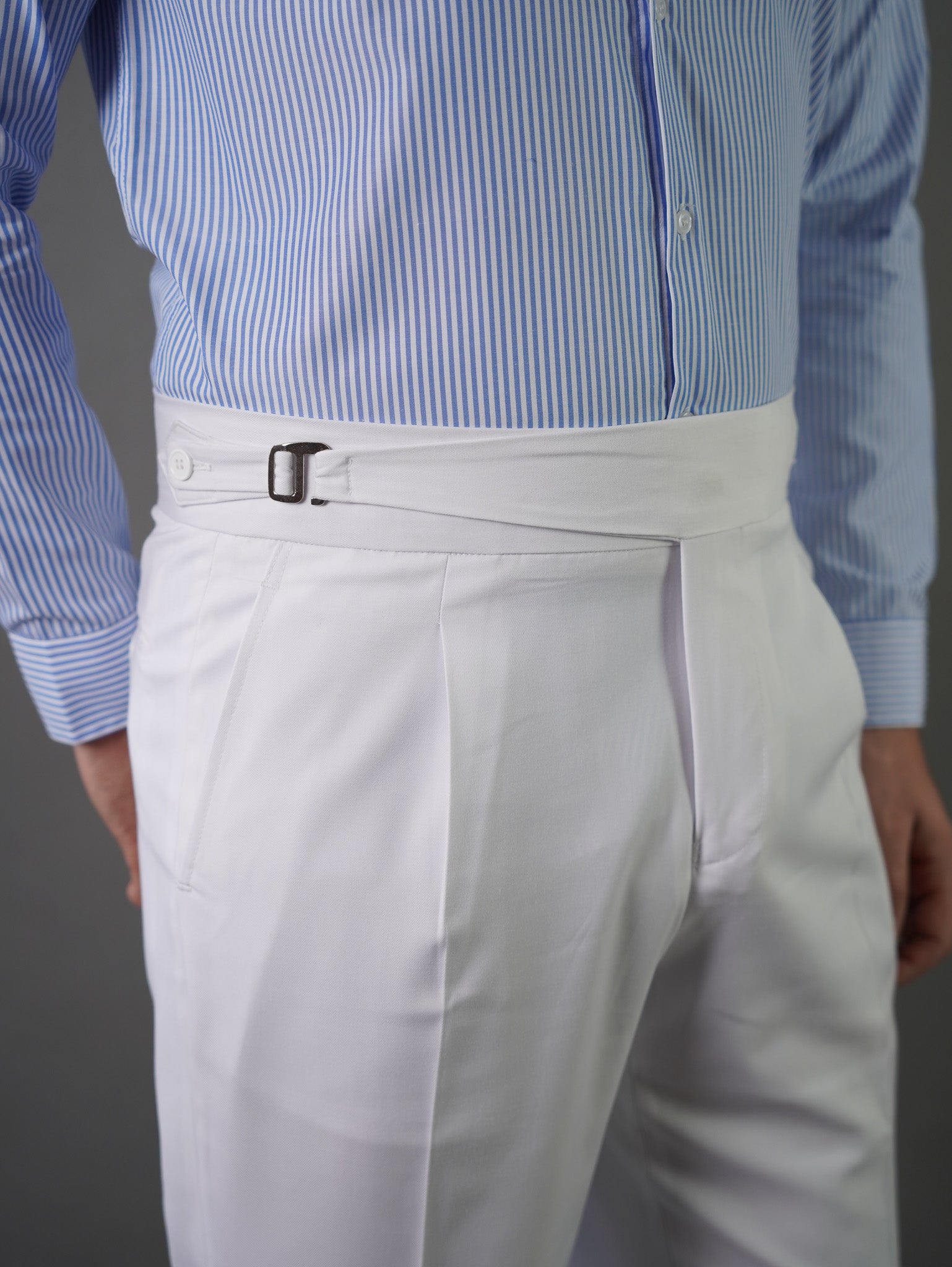 Hook two side Gurkha trousers	-  white