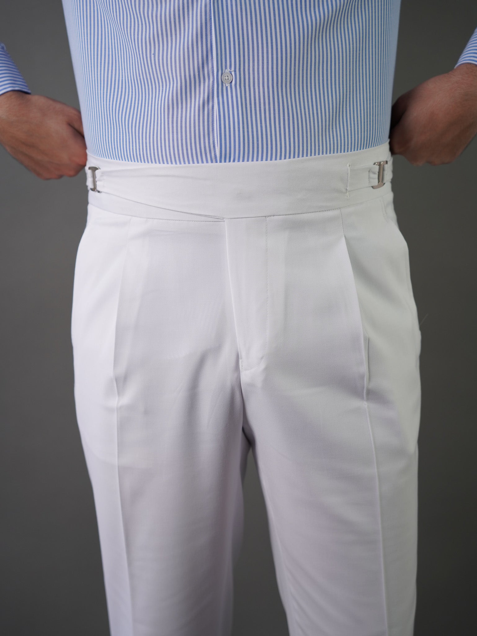 Hook two side Gurkha trousers	-  white