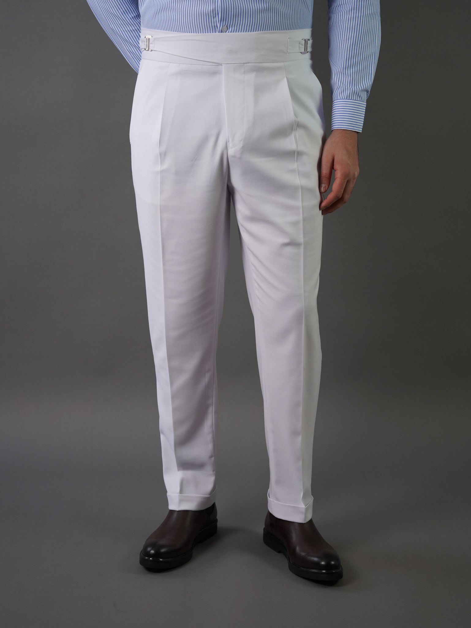 Hook two side Gurkha trousers	-  white