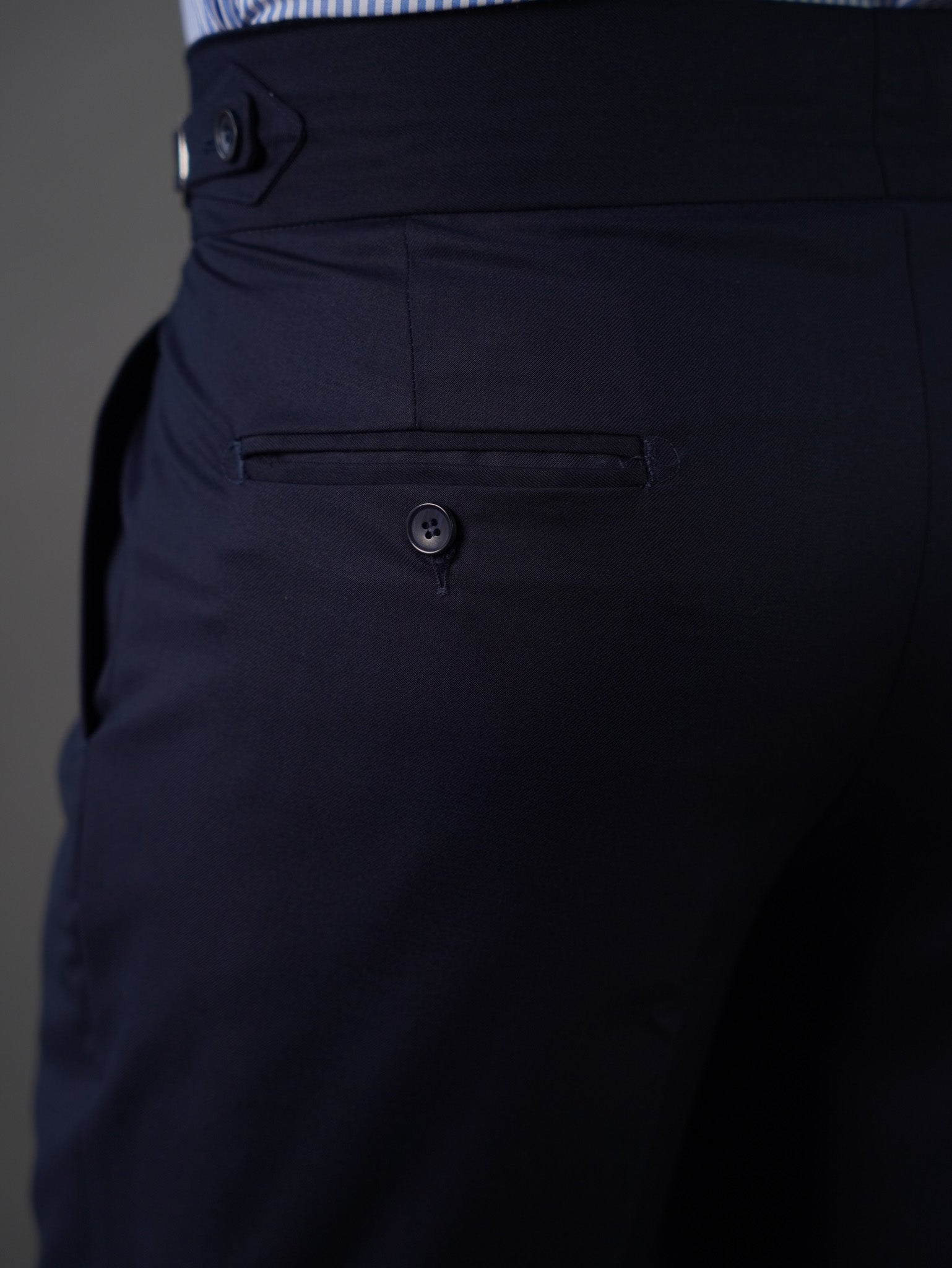 Hook two side Gurkha trousers	- navy s