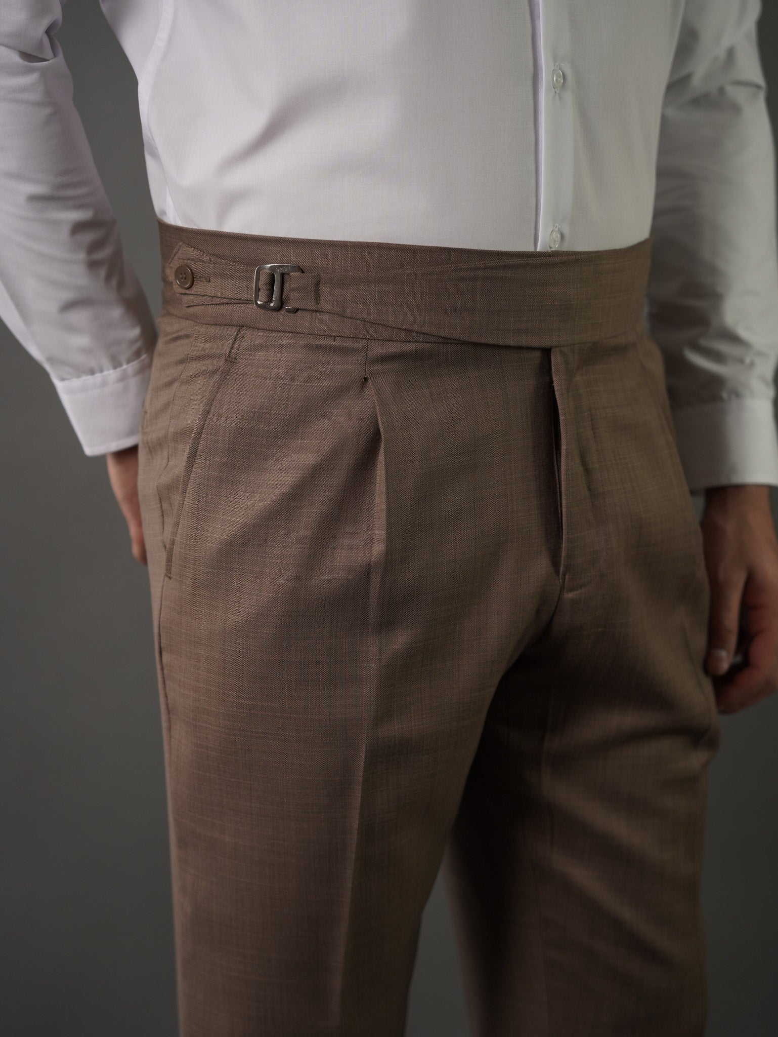 Hook two side Gurkha trousers	- brown