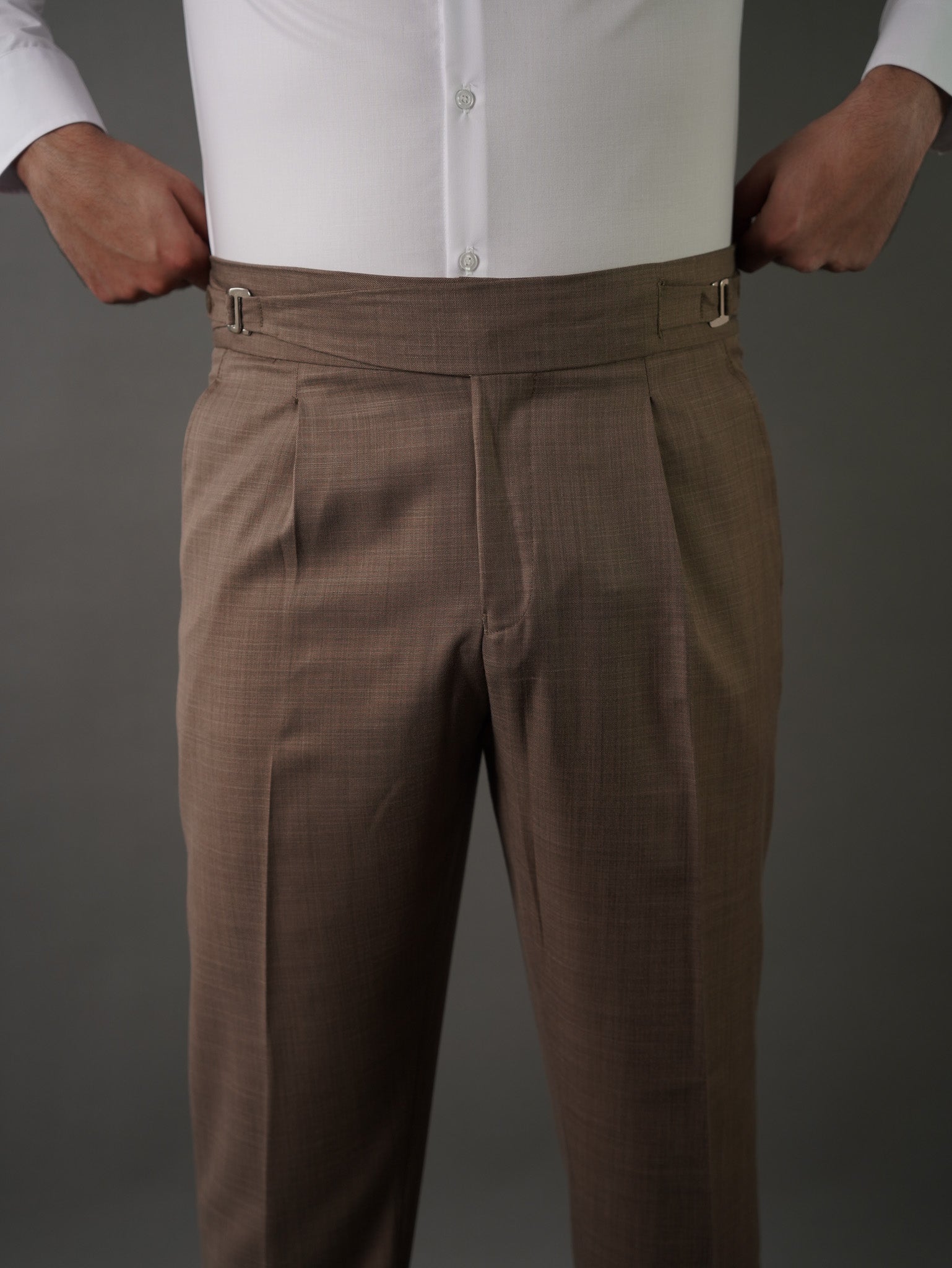 Hook two side Gurkha trousers	- brown