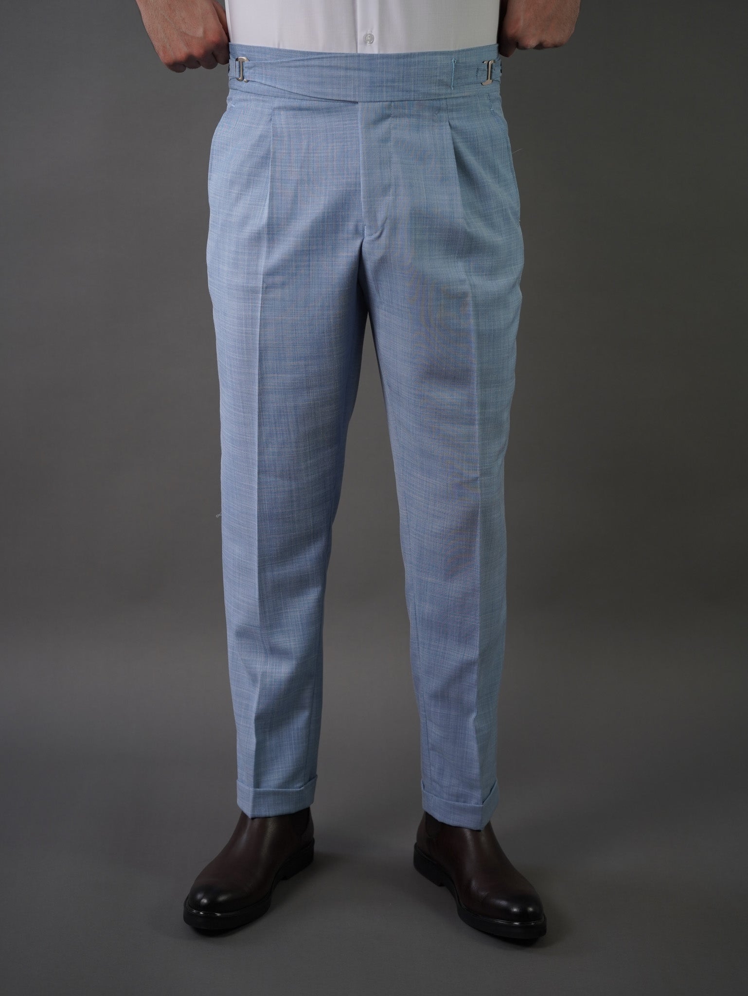 Hook two side Gurkha trousers -  baby blue