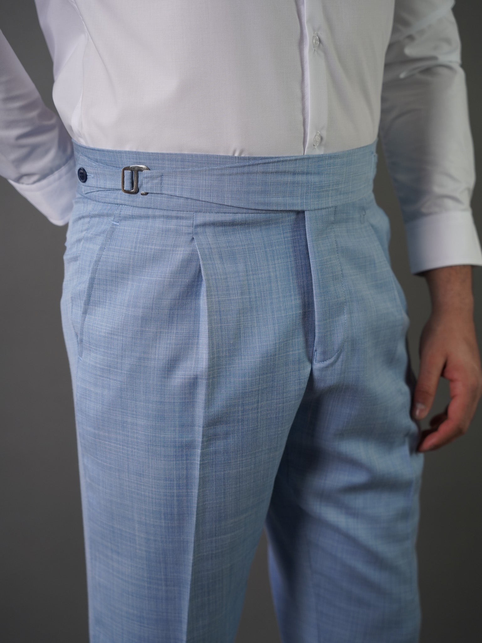 Hook two side Gurkha trousers -  baby blue