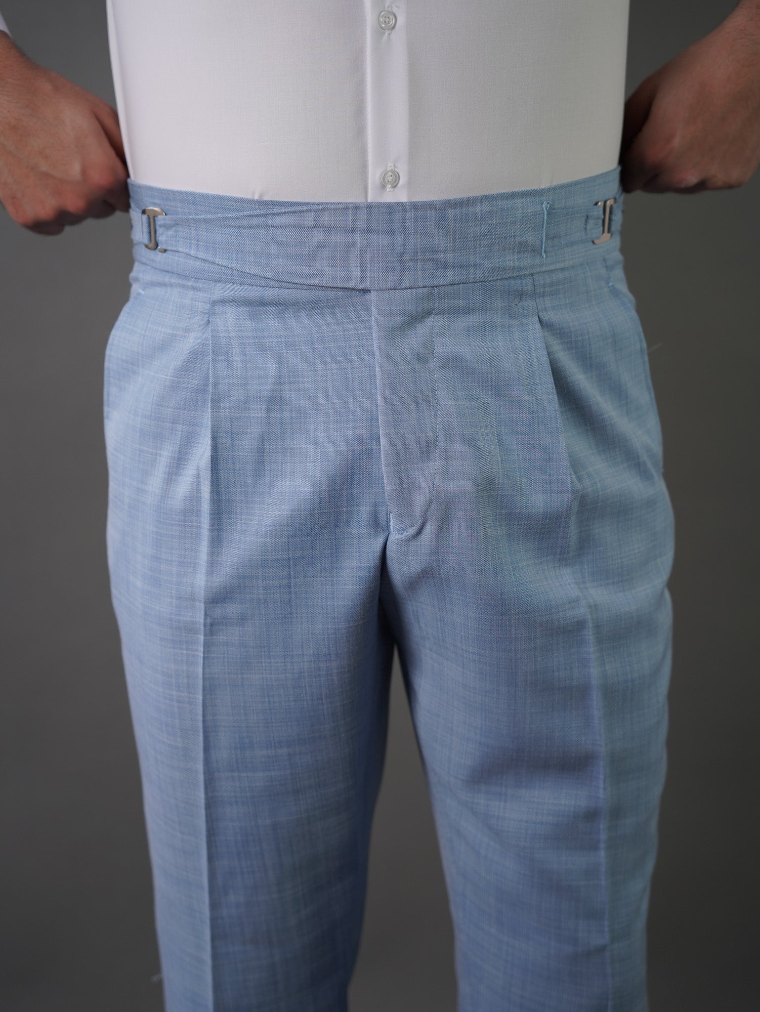 Hook two side Gurkha trousers -  baby blue