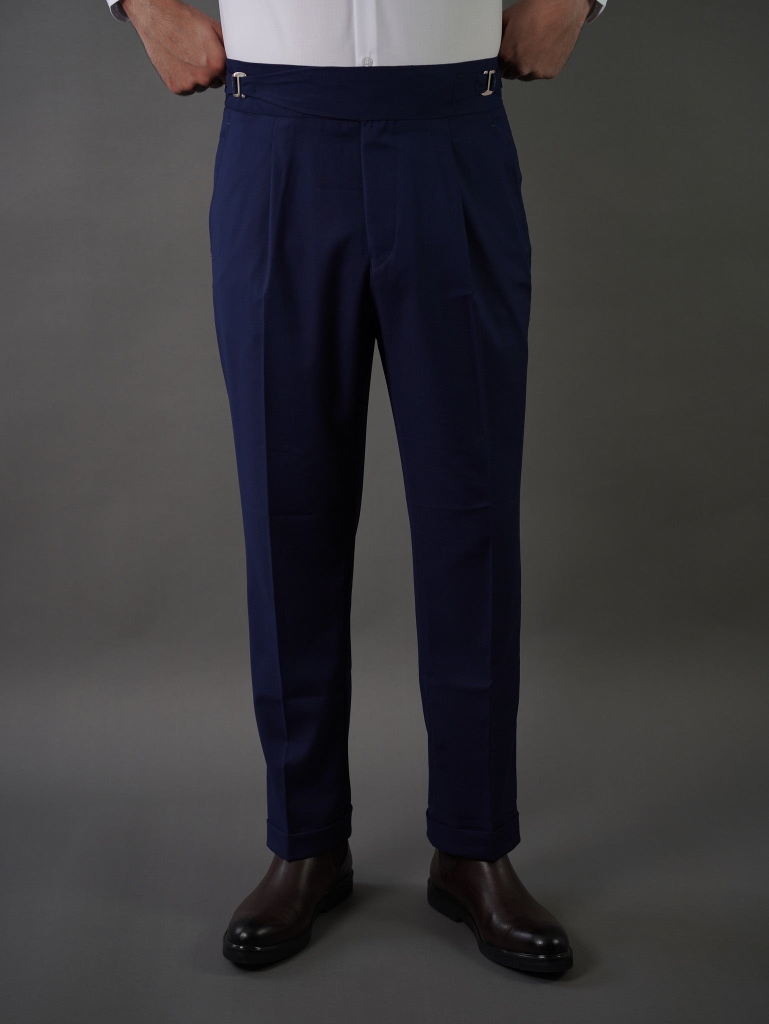 Hook two side Gurkha trousers	- blue