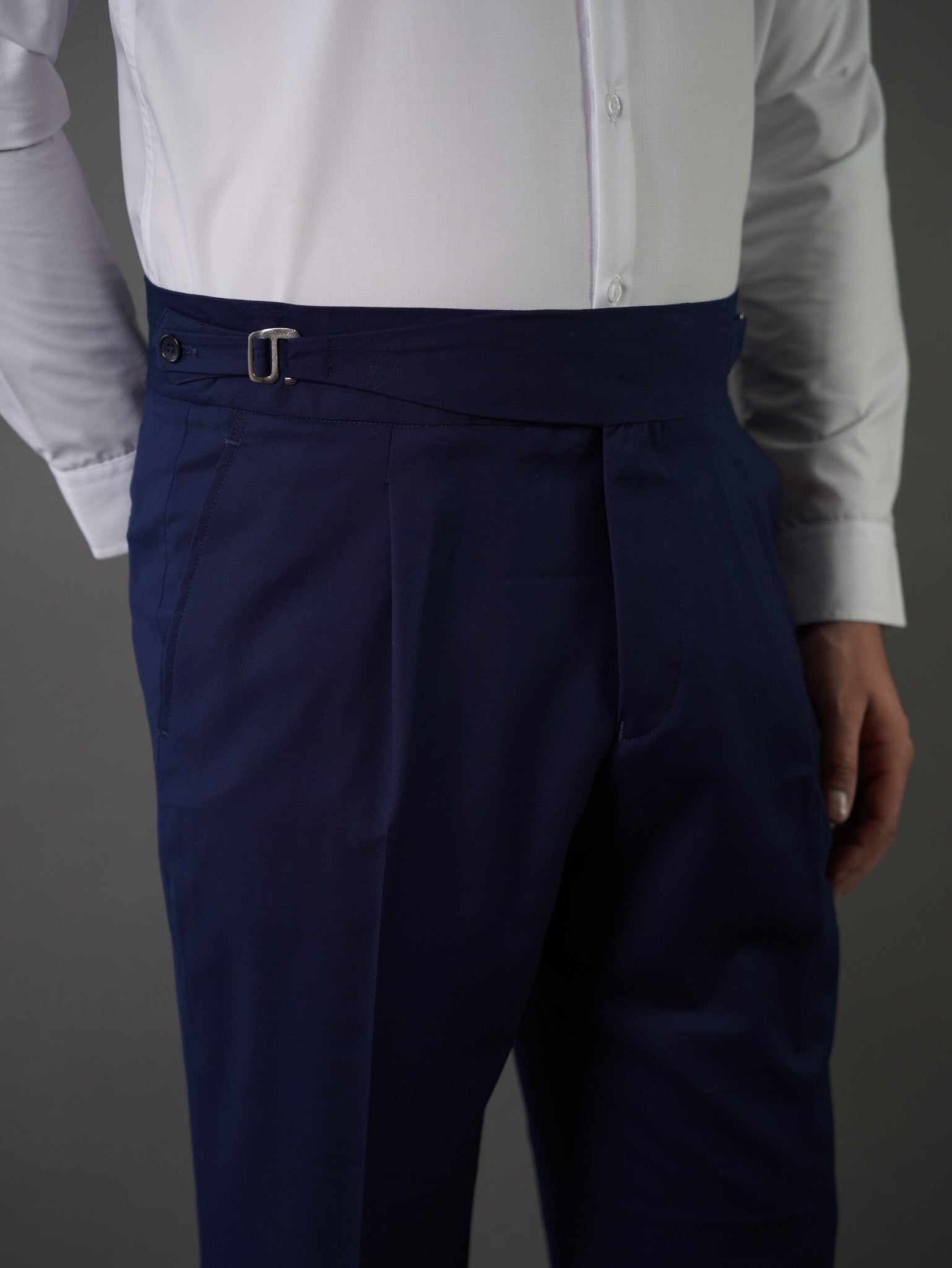 Hook two side Gurkha trousers	- blue