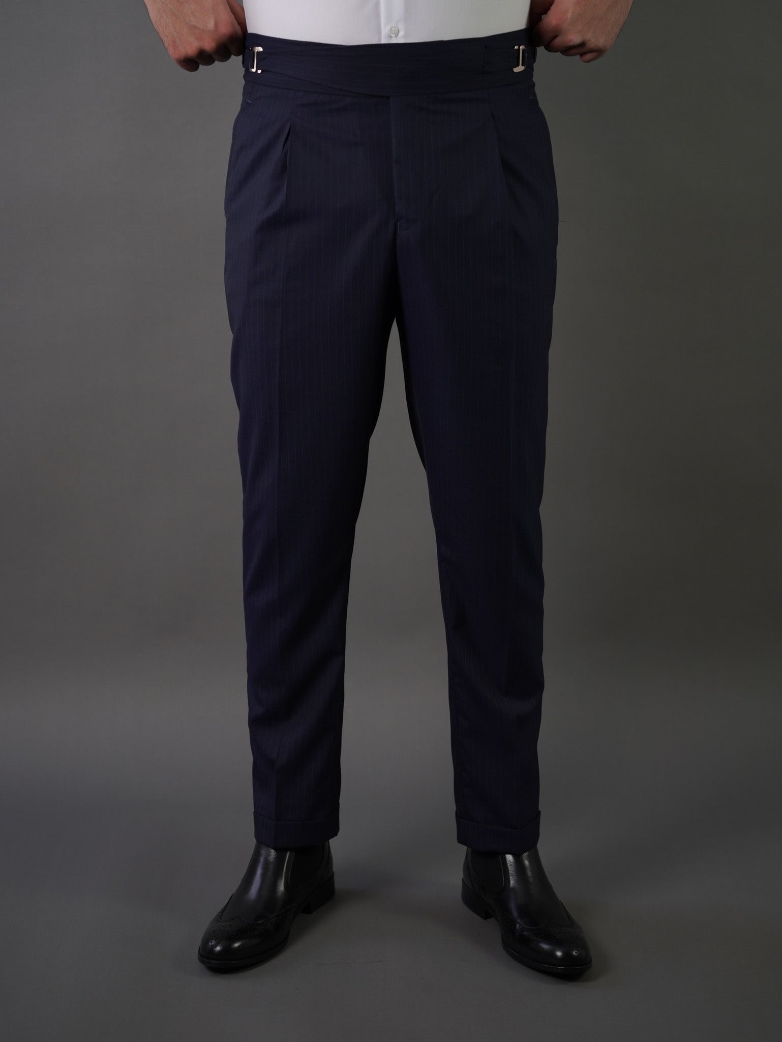 Hook two side Gurkha trousers	-  navy