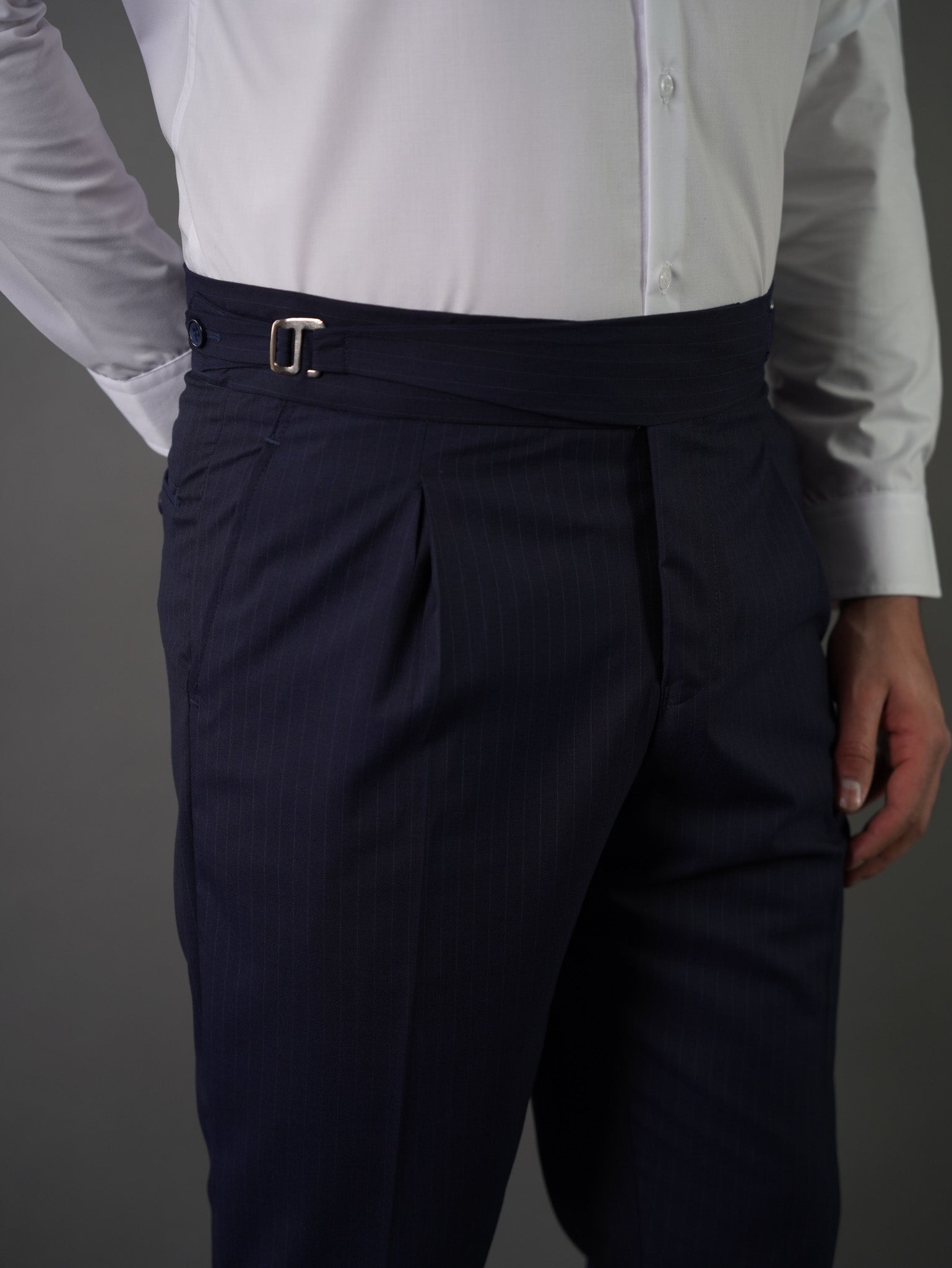 Hook two side Gurkha trousers	-  navy