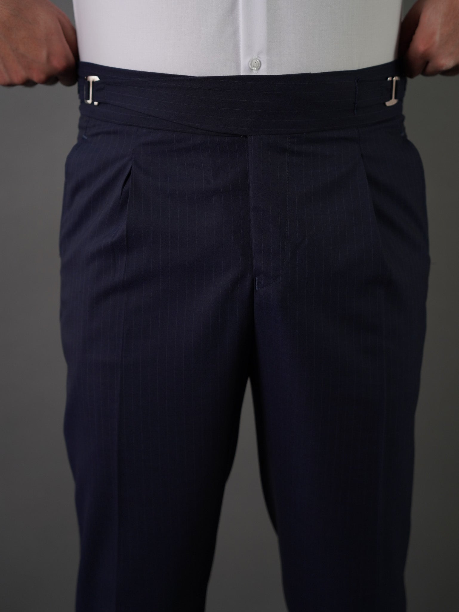 Hook two side Gurkha trousers	-  navy