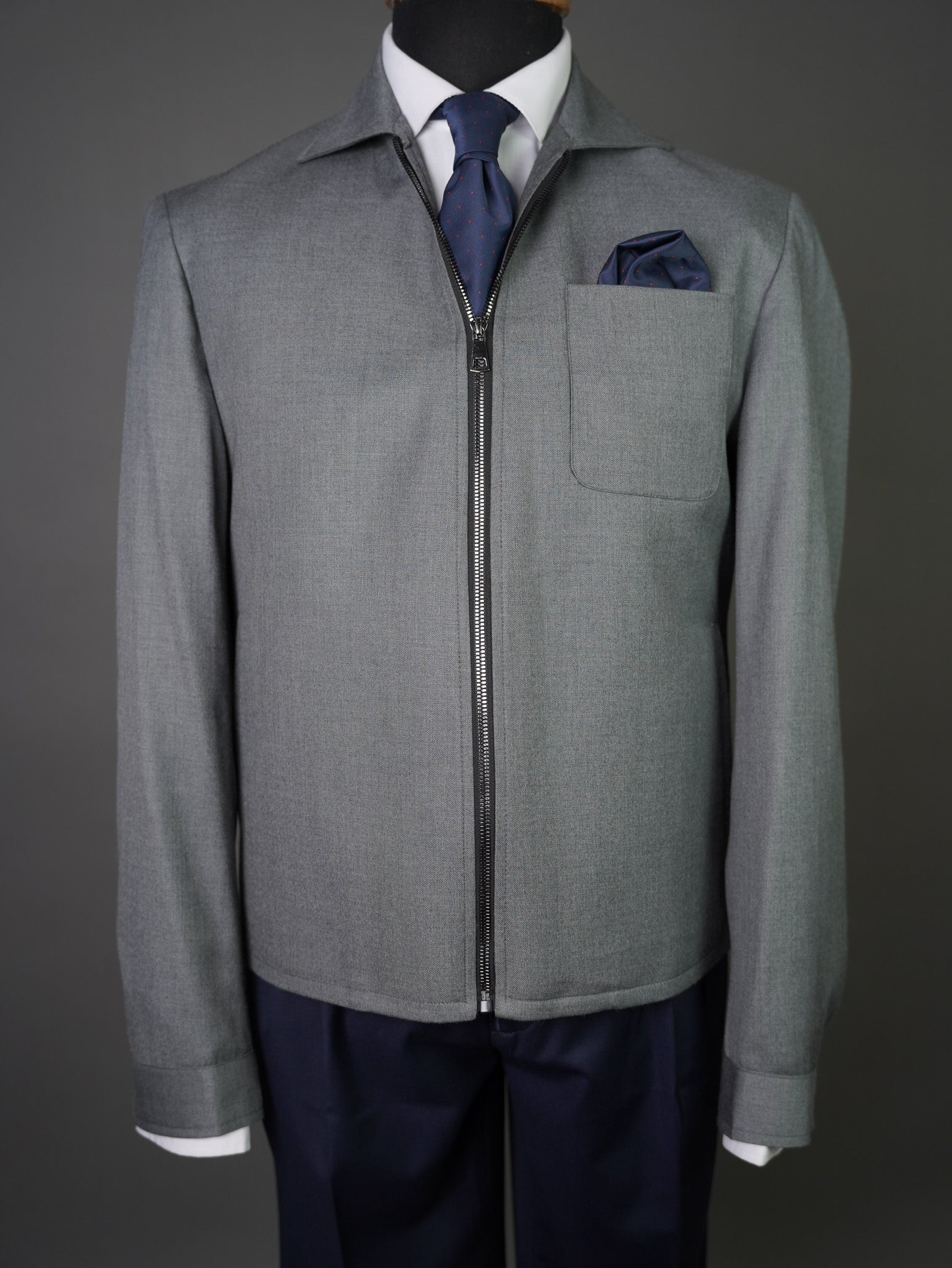 ZIP JACKET WITH PATCH POCKET - gray