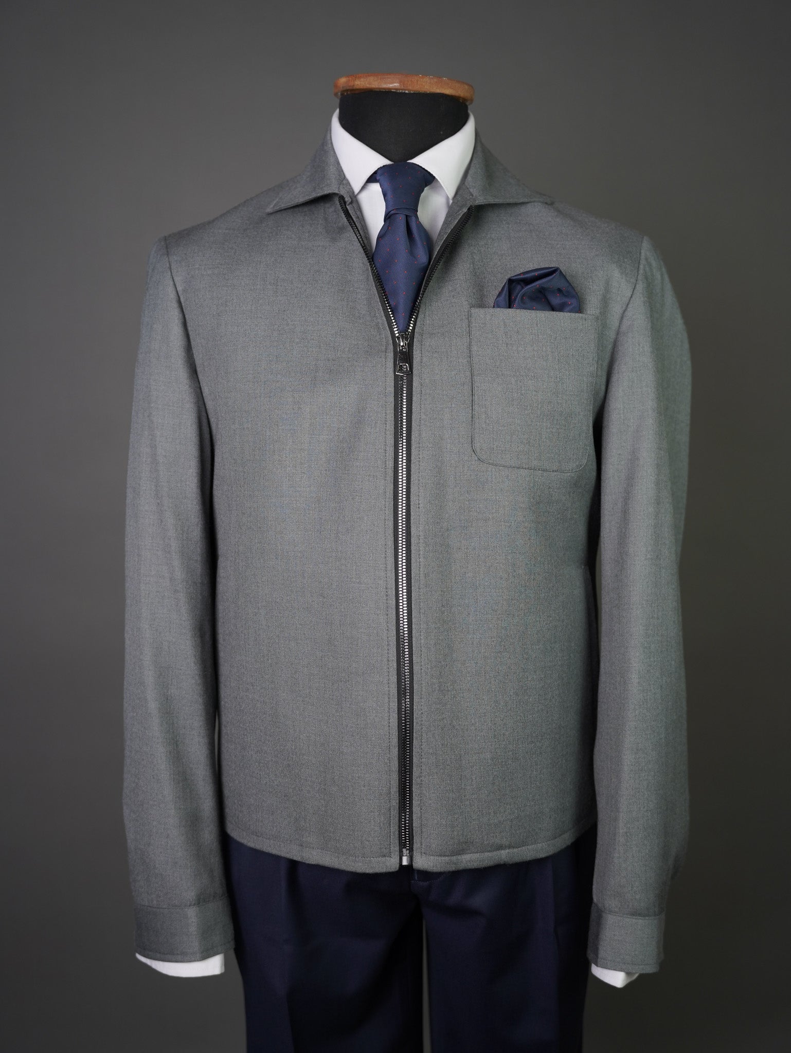 ZIP JACKET WITH PATCH POCKET - gray