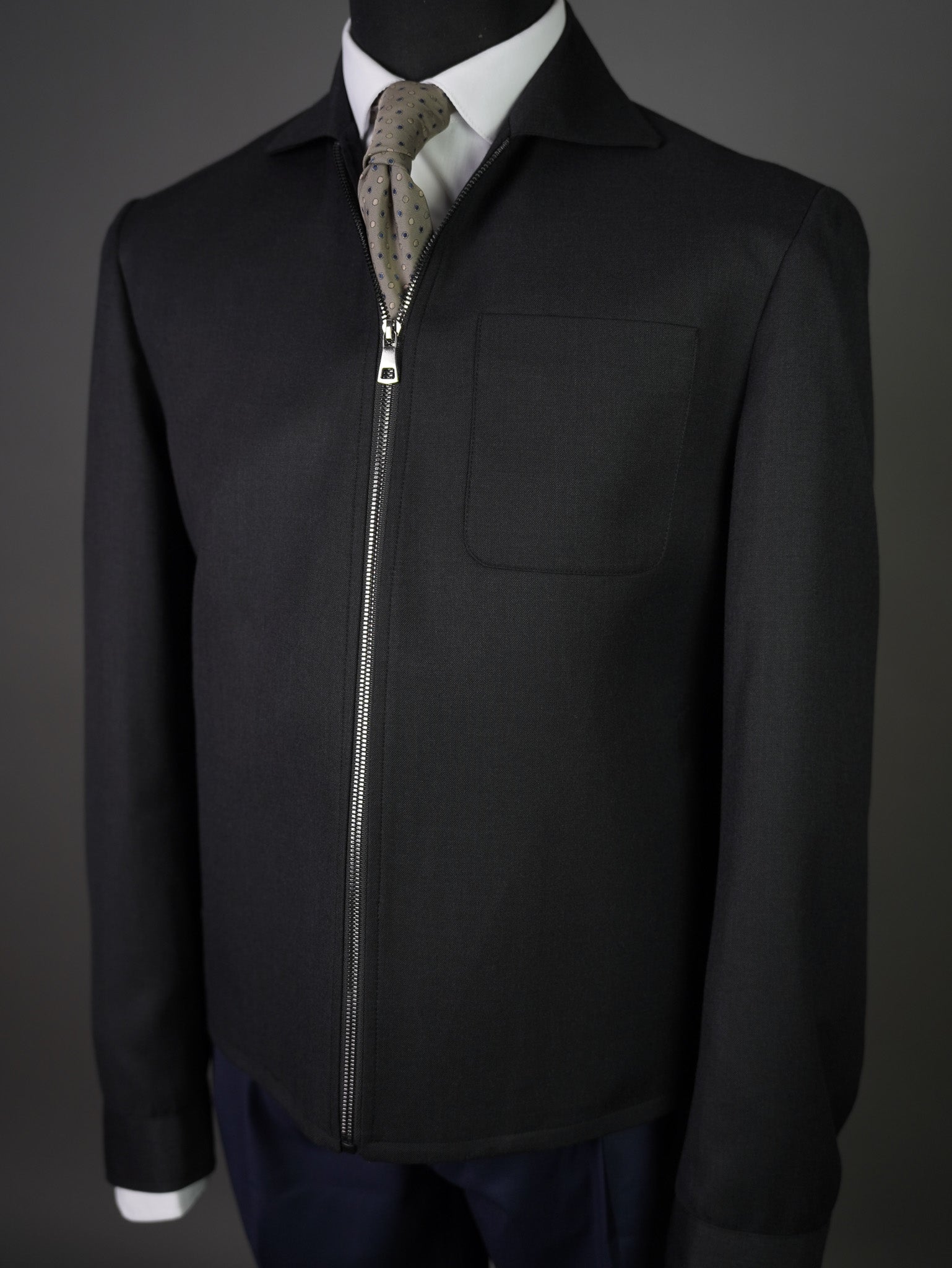 ZIP JACKET WITH PATCH POCKET - black