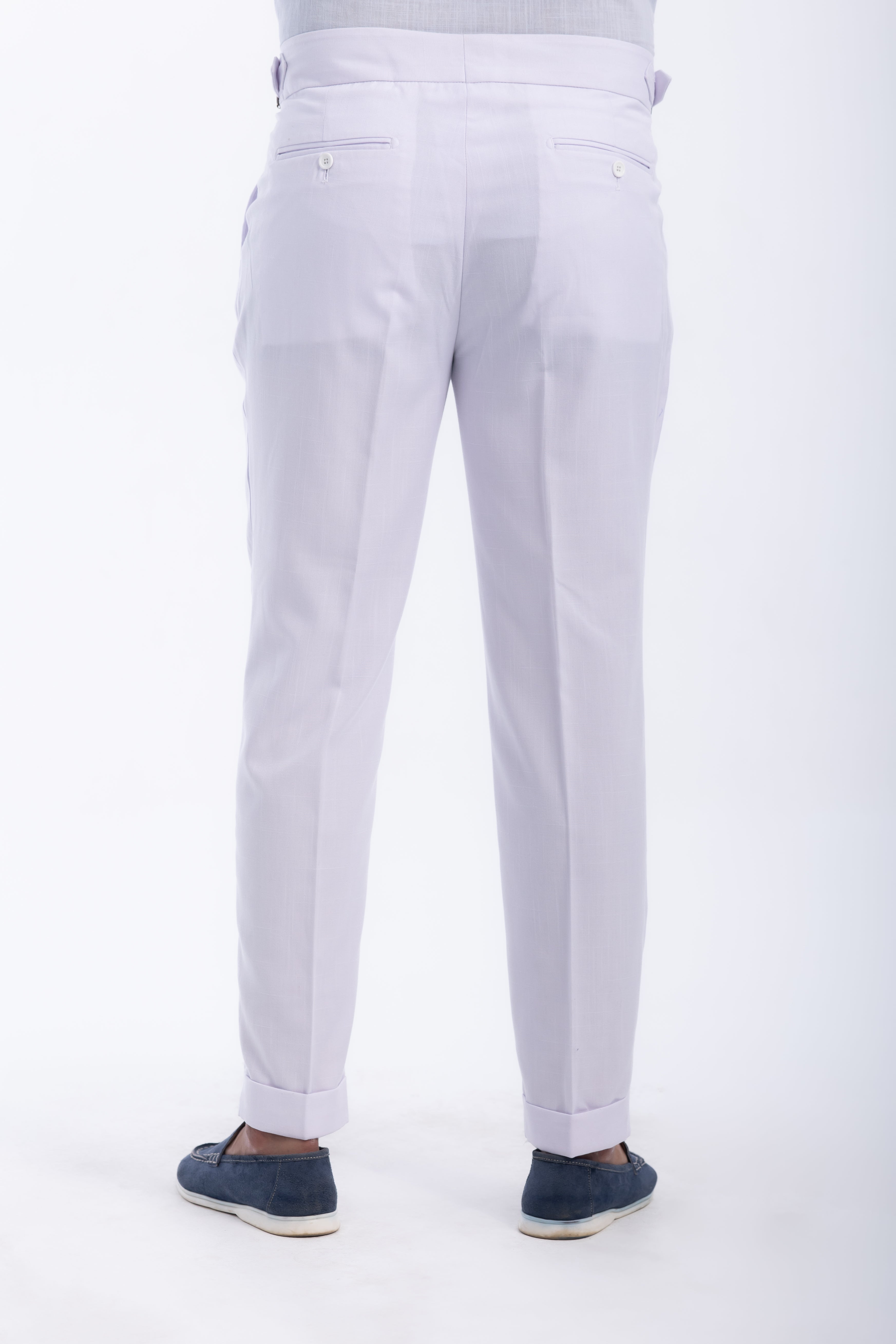 one button linen hight waist gurkha trousers-White